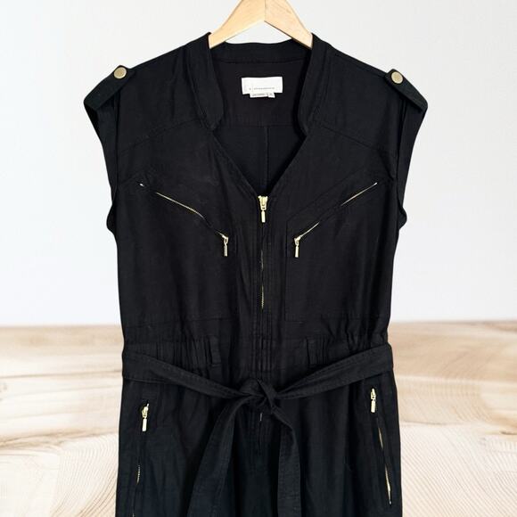 Anthropologie Halsey Black Utility Jumpsuit Sz M Sexy Badass Style Cap Sleeves - Picture 4 of 13